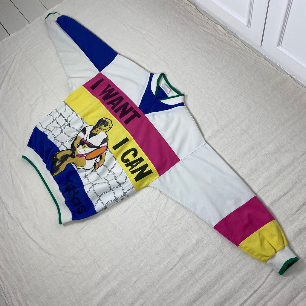 Adidas Vintage Sweatshirt, Size L, I Want I Can, Tennis, 80’s/90’s