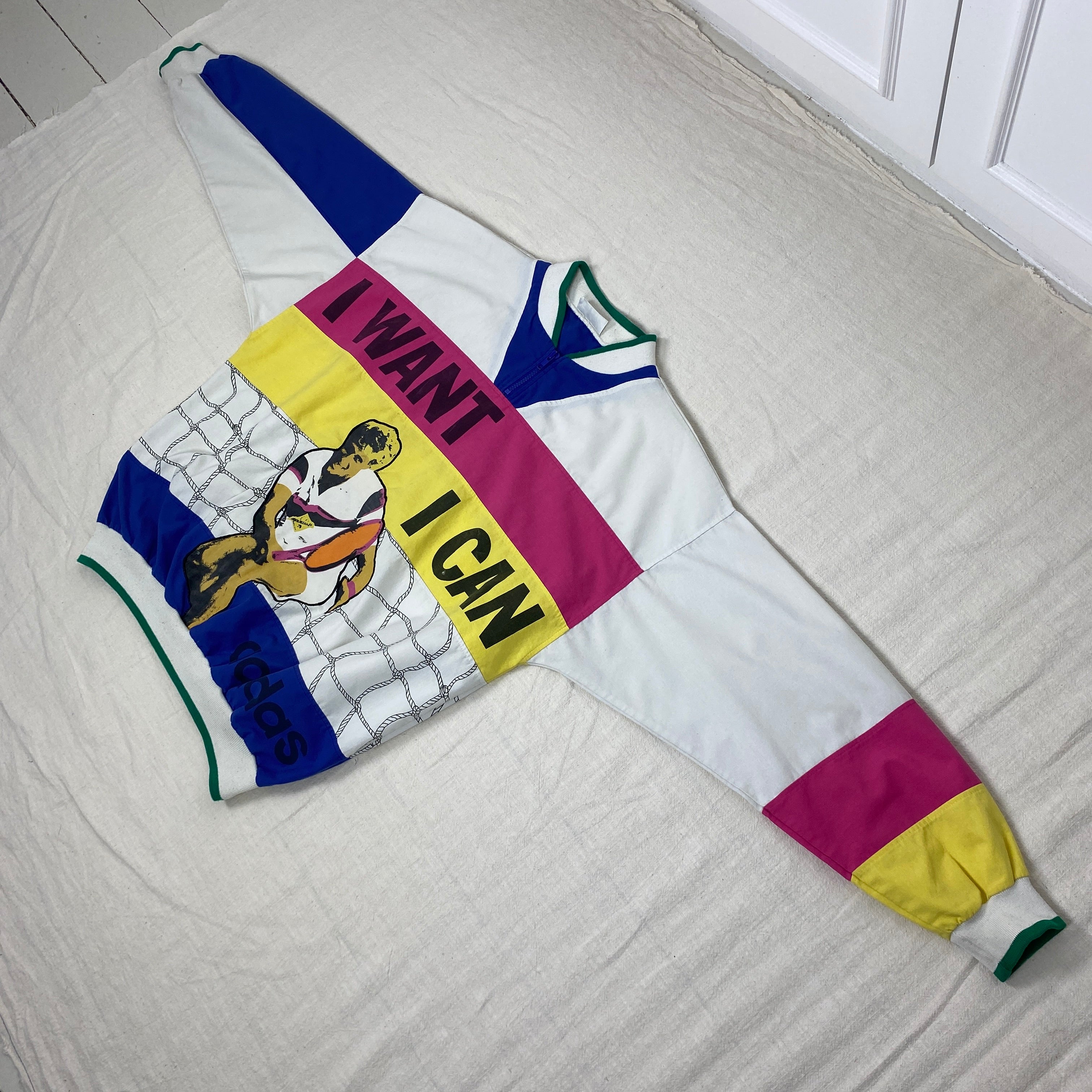 Adidas Vintage Sweatshirt, Size L, I Want I Can, Tennis, 80’s/90’s