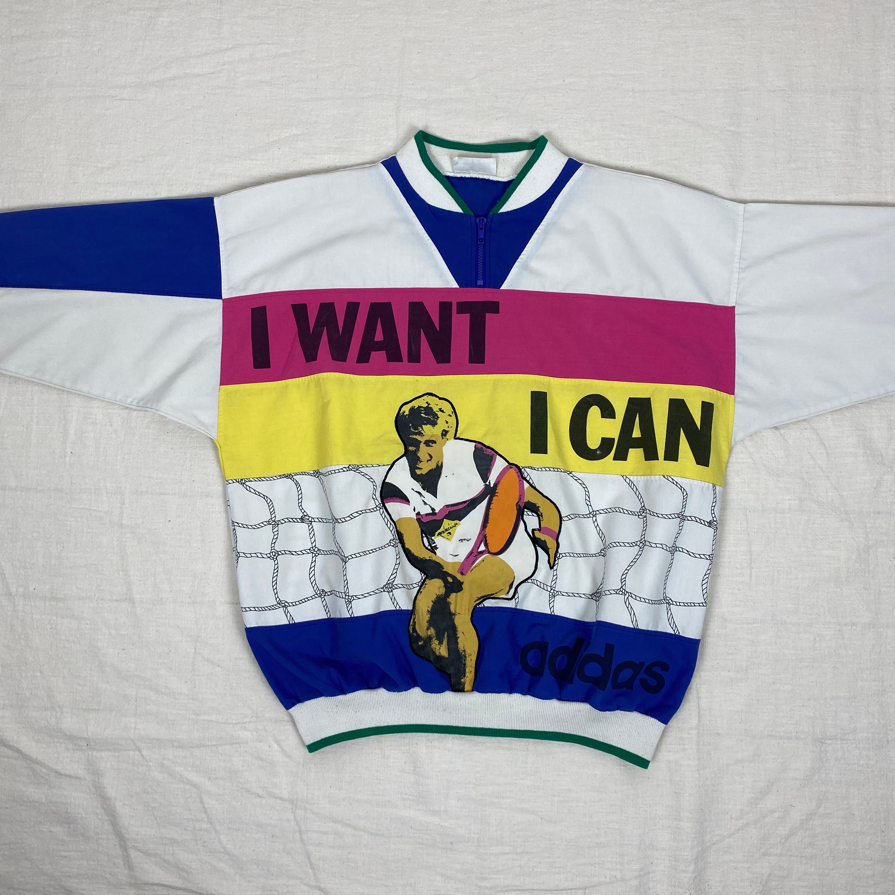 Adidas Vintage Sweatshirt, Size L, I Want I Can, Tennis, 80’s/90’s