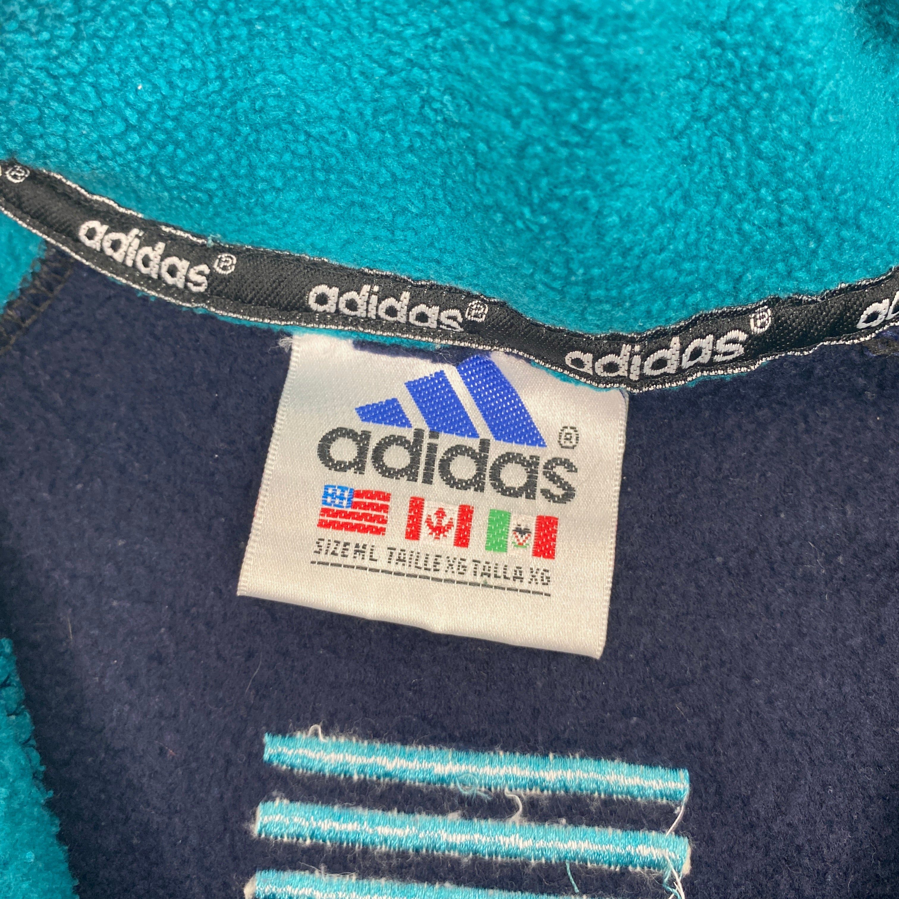 Adidas Vintage Fleece Sweatshirt, Size M, Half Zip, Y2K