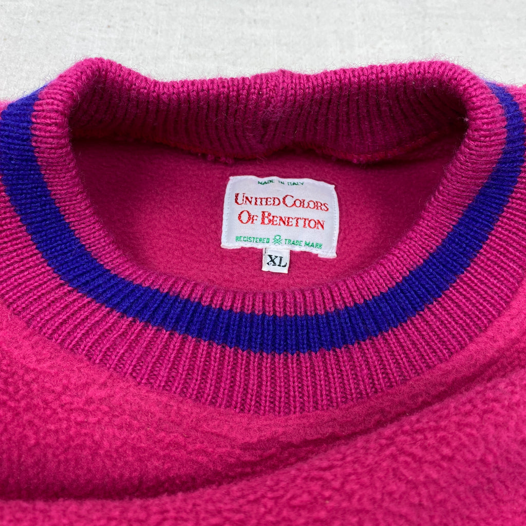 Benetton Vintage Fleece Sweatshirt, Size XL, Made in Italy, 80’s/90’s