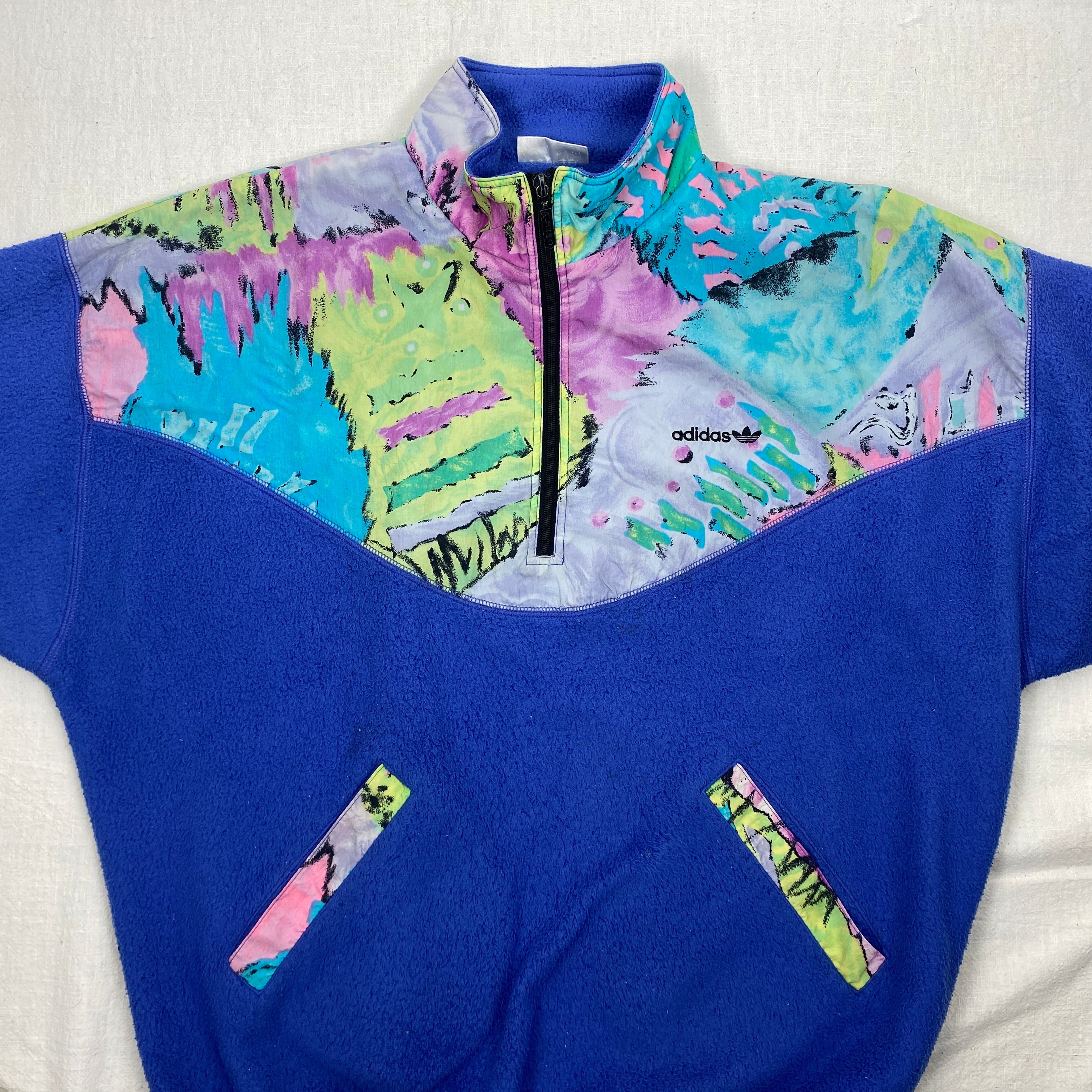 Adidas Vintage Fleece Jacket, Size M, Half Zip, 90’s