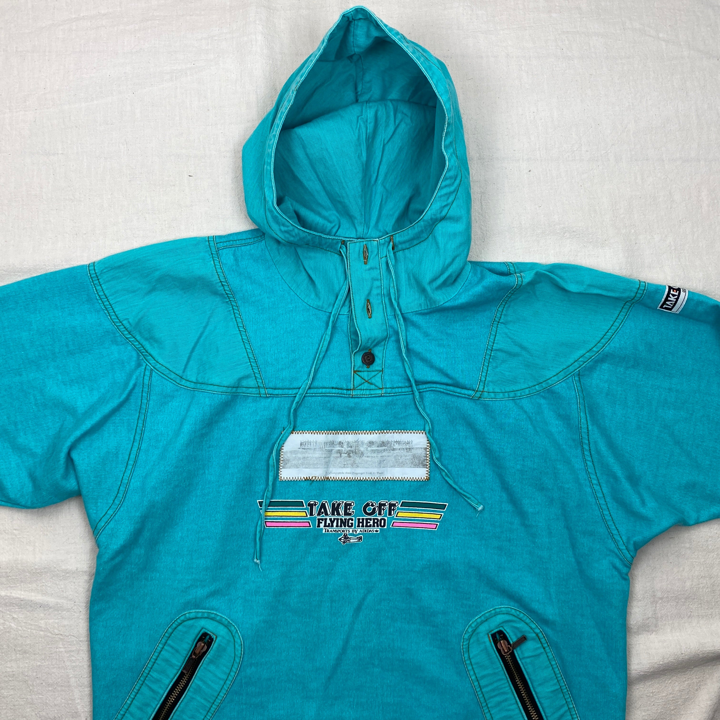 Adidas Vintage Track Jacket, Size L, Denim Hoodie 1990’s, Take Off