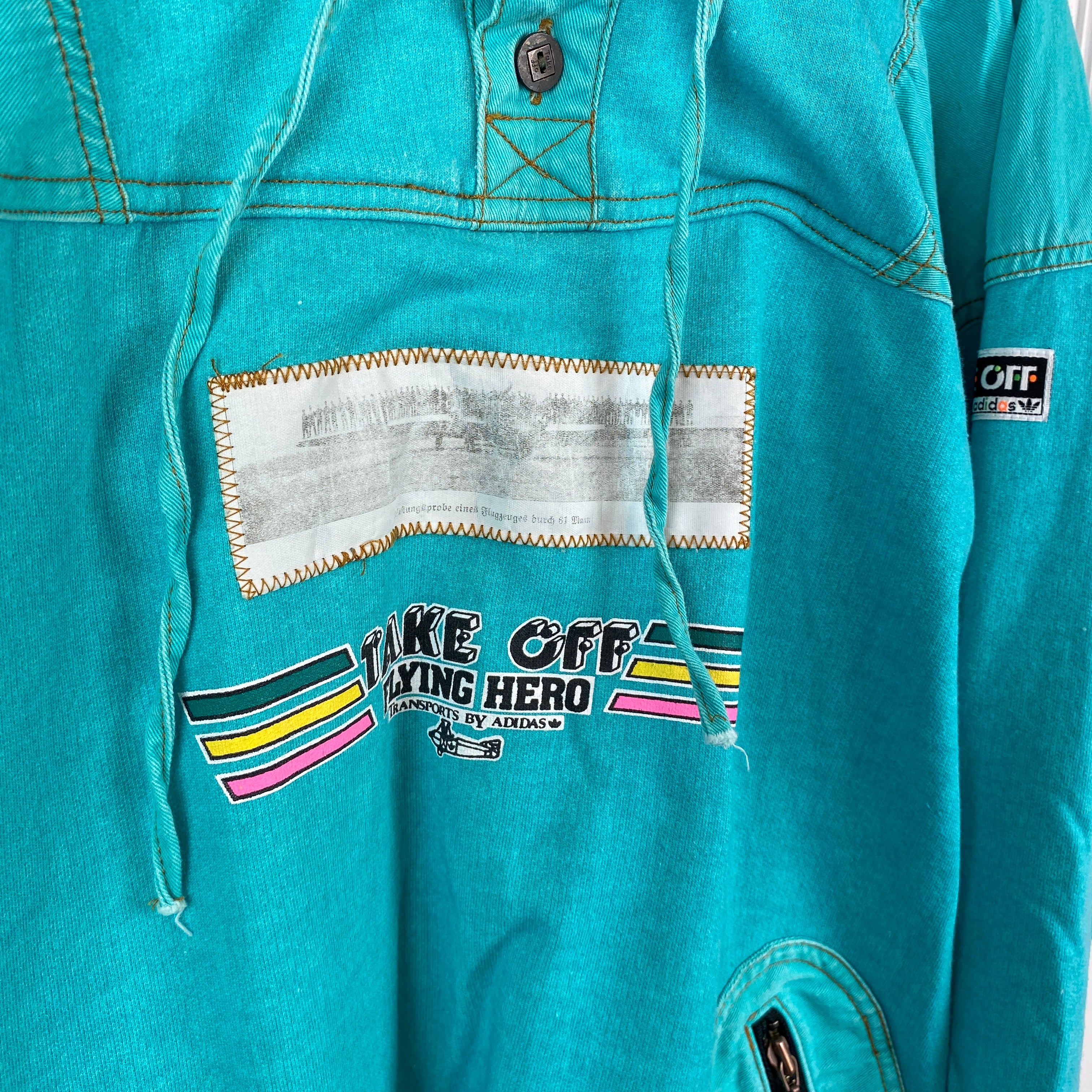 Adidas Vintage Track Jacket, Size L, Denim Hoodie 1990’s, Take Off