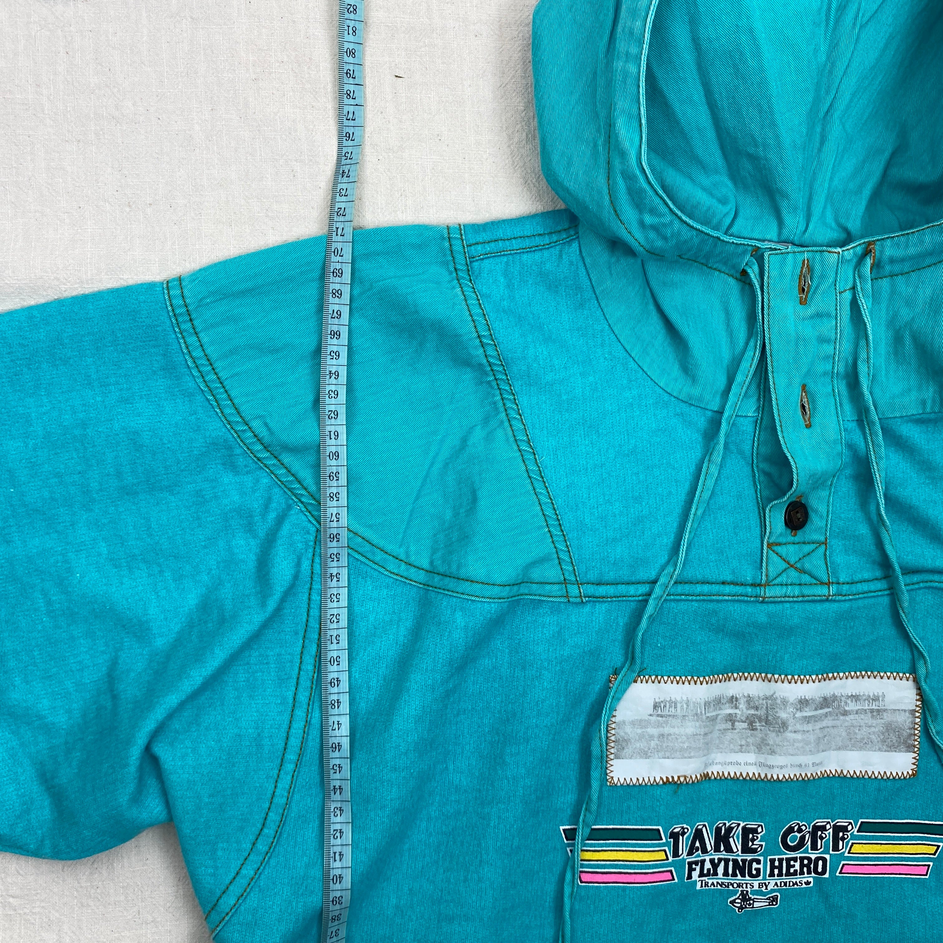 Adidas Vintage Track Jacket, Size L, Denim Hoodie 1990’s, Take Off