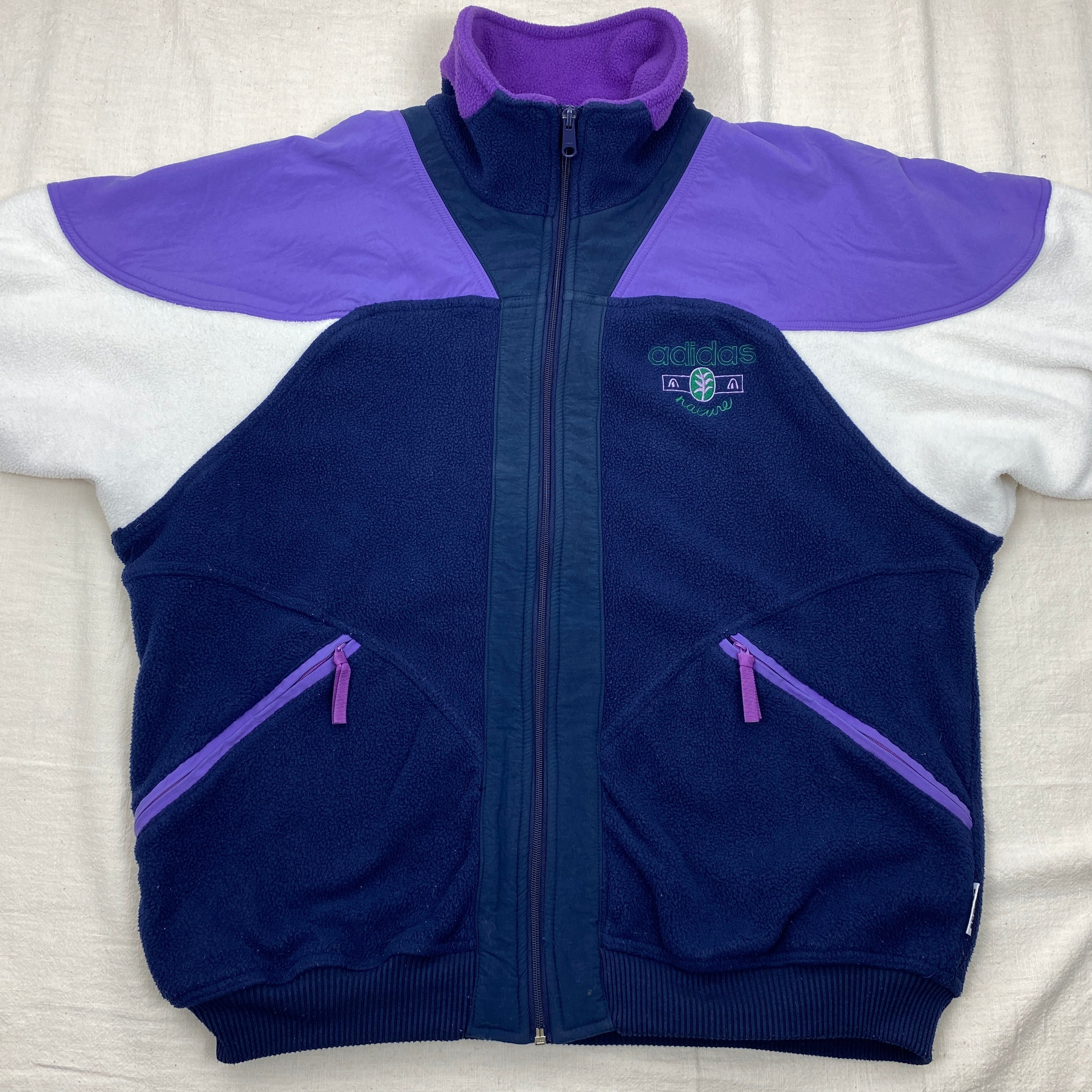 Adidas Vintage Fleece Jacket, Size L, Full Zip, 90’s