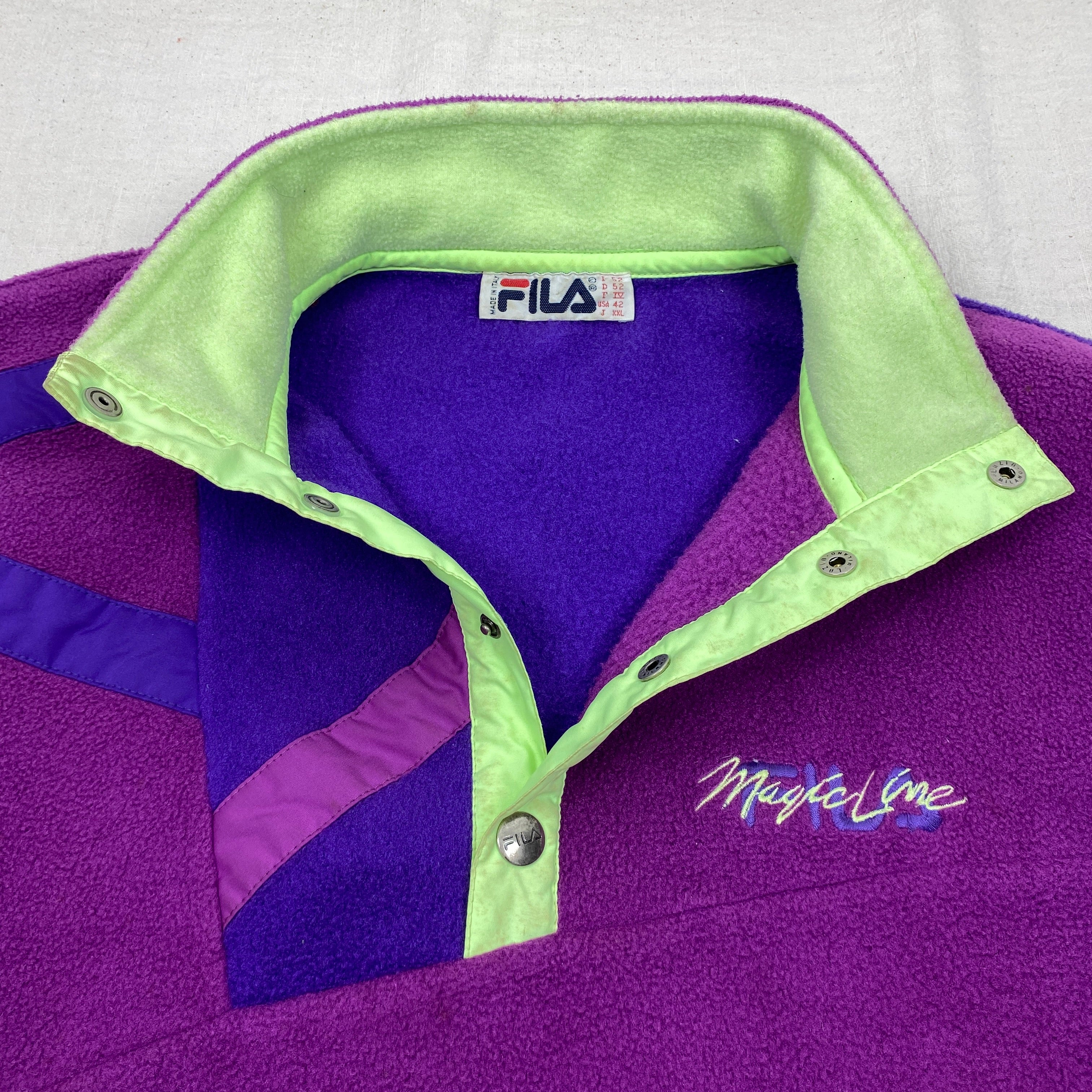 Fila Vintage Fleece Jacket, Size L, Made in Italy, 90’s