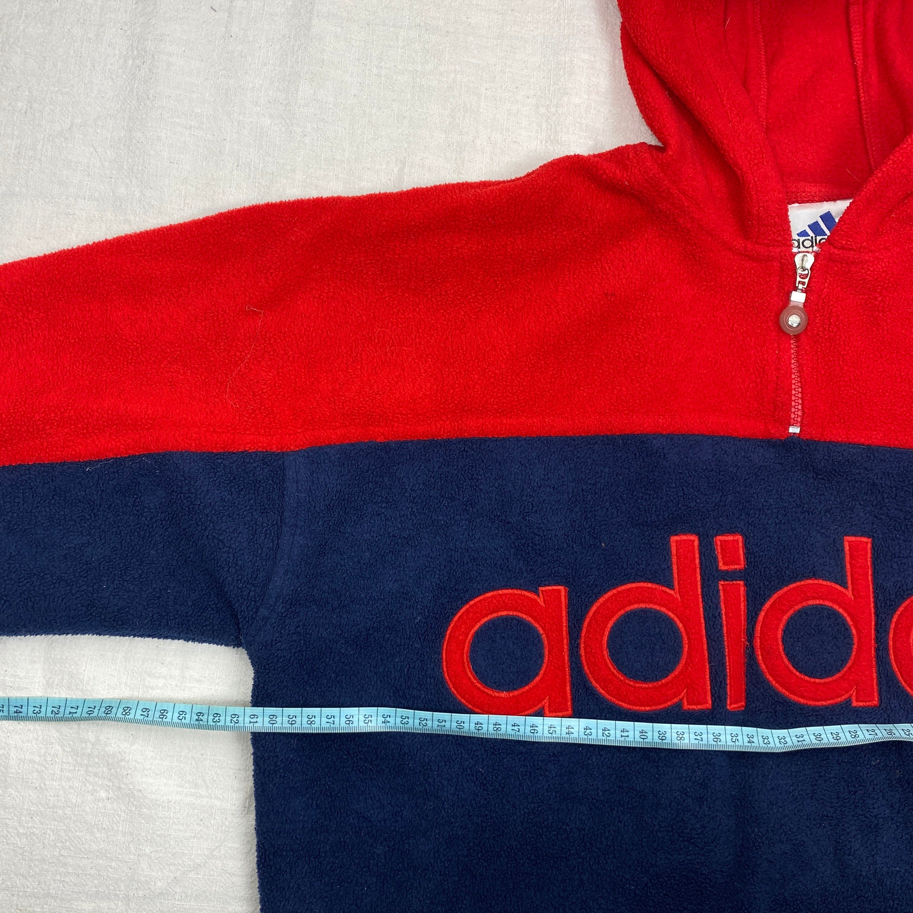 Adidas Vintage Fleece Hoodie, Size M, Embroidered logo, 90’s, Y2K
