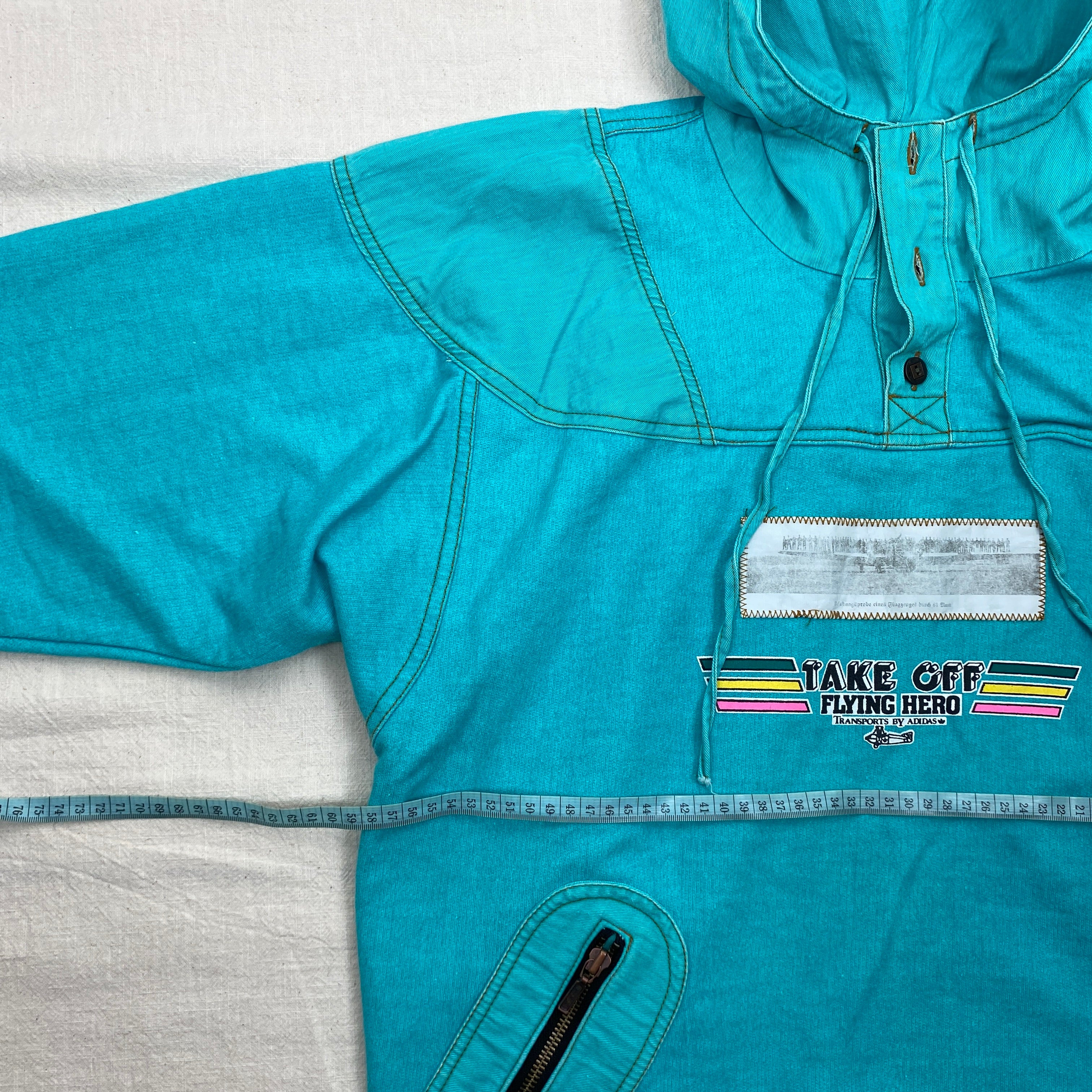 Adidas Vintage Track Jacket, Size L, Denim Hoodie 1990’s, Take Off