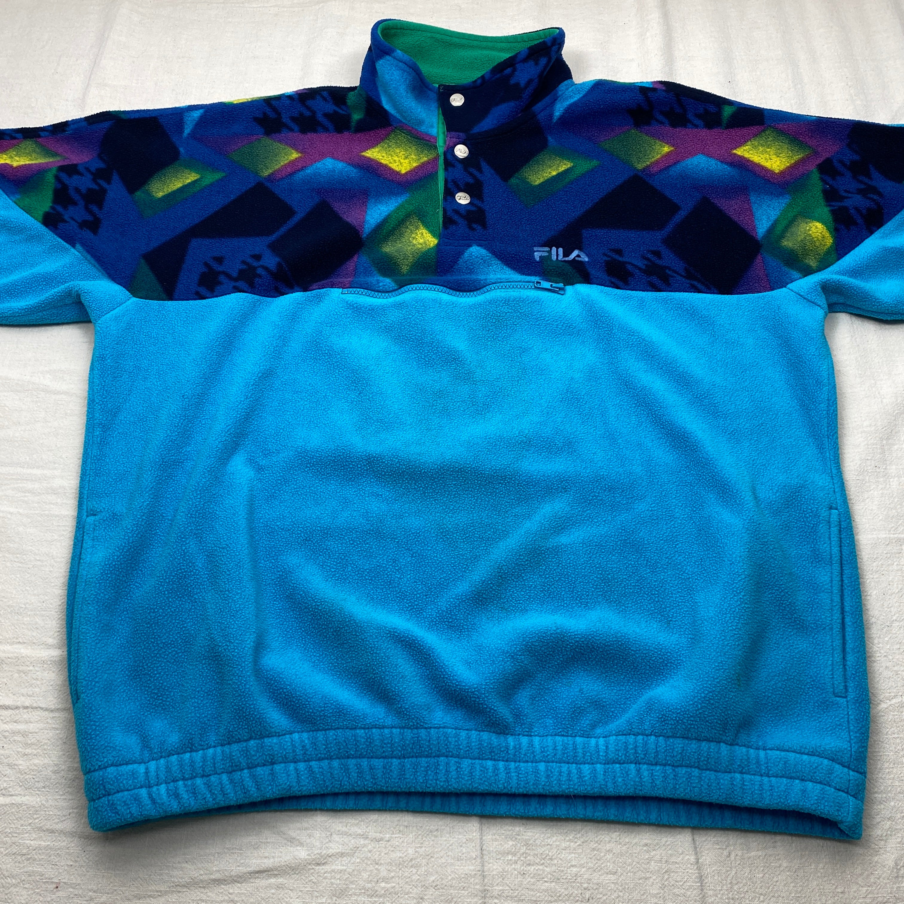 Fila Vintage Fleece Jacket, Size L, Made in Italy, 90’s