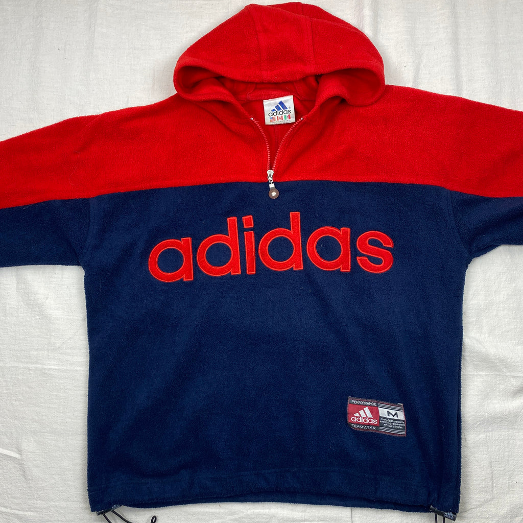 Adidas Vintage Fleece Hoodie, Size M, Embroidered logo, 90’s, Y2K