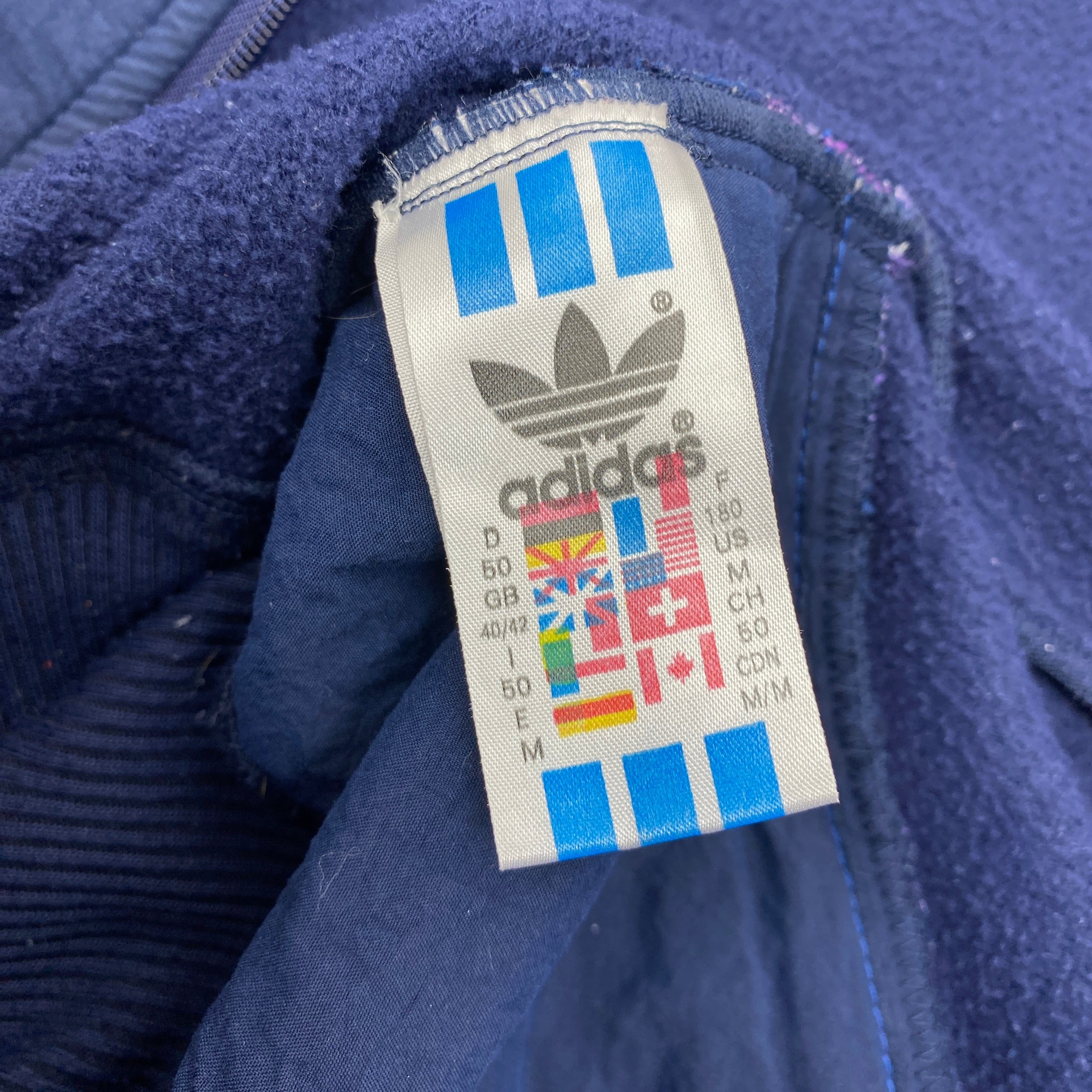 Adidas Vintage Fleece Jacket, Size L, Full Zip, 90’s